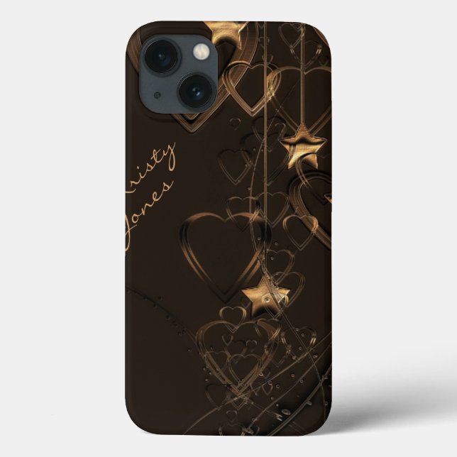 Hearts & Stars-Chocolate & Gold iPad Case (Back)