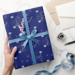 Hearts Stars Swirls Personalised Wedding Wrapping Paper<br><div class="desc">Silver stars, hearts, and swirl images placed on a deep royal blue background make a pretty pattern for this elegant wedding gift wrap paper. Add the bride and groom first names, also in silver, and the paper is finished off nicely. The text is fully customisable, so if you prefer to...</div>