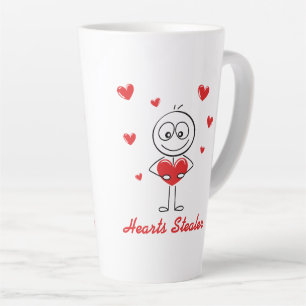 Hearts Stealer Cute Stick Figure Love Design Latte Mug