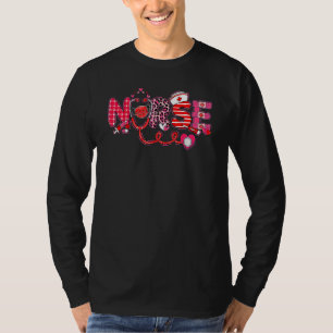 Hearts Stethoscope Nurse Life Valentine Day T-Shirt