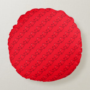 Hearts Struck by Cupid's Arrow Round Cushion