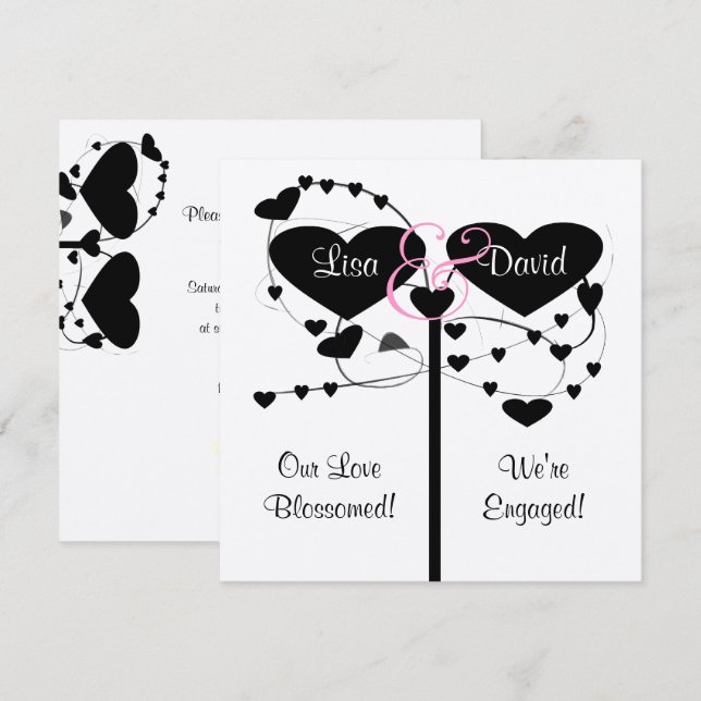 Hearts & Swirls Engagement Invitation (Front/Back)