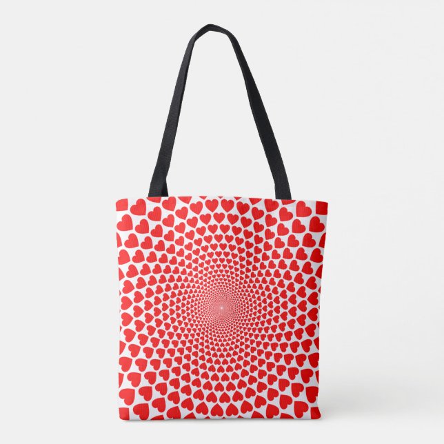 Hearts Symbols Red Mandala Pattern-25870 Tote Bag (Back)