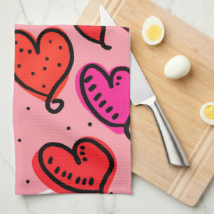 Hearts Tea Towel