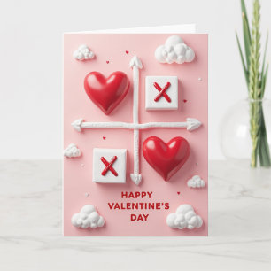 Hearts Tic Tac Toe Valentines Card