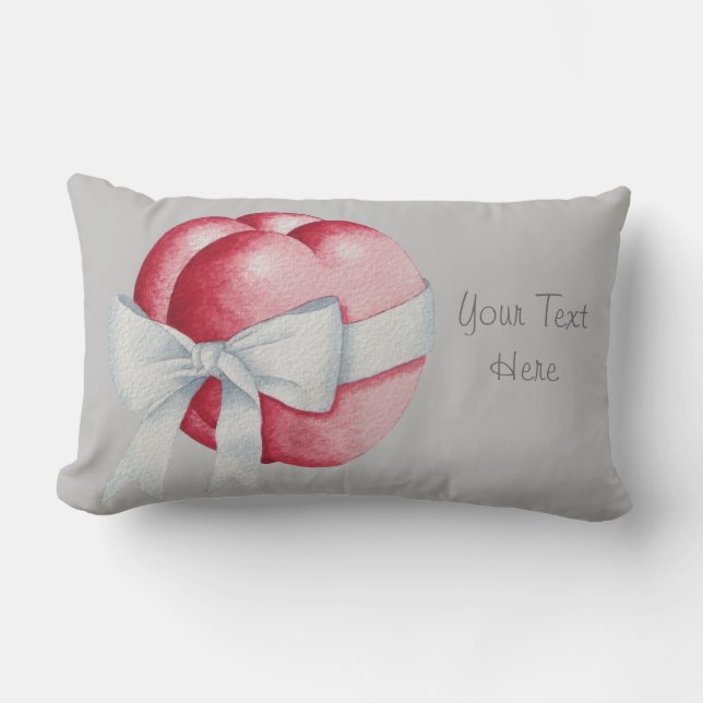 hearts tied with white ribbon bow art design lumbar cushion (Front)