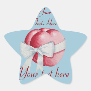 hearts tied with white ribbon bow  star sticker