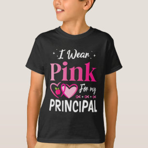 Hearts Together I Wear Pink For My Principal Breas T-Shirt