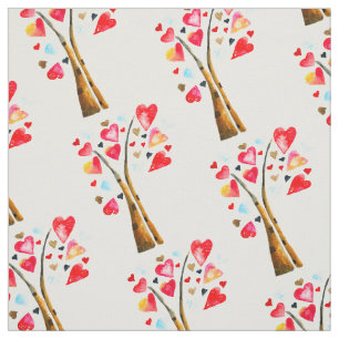 Hearts tree whimsical valemtines fabric