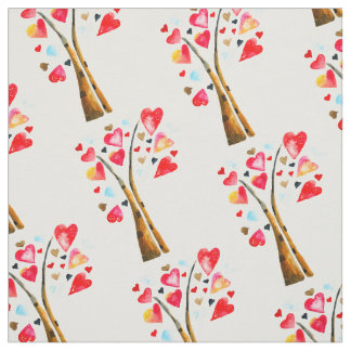 Hearts tree whimsical valemtines fabric