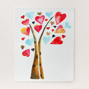Hearts tree whimsical valemtines jigsaw puzzle