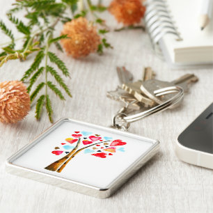 Hearts tree whimsical valemtines key ring