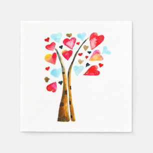 Hearts tree whimsical valemtines napkin