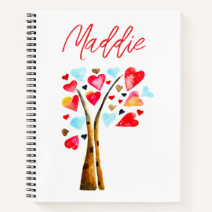Hearts tree whimsical valemtines notebook