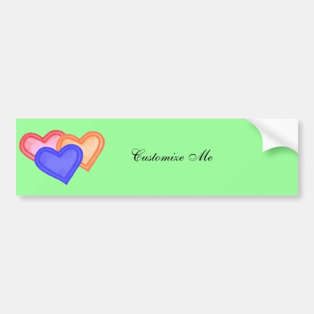 Hearts Trio Bumper Sticker (Front)