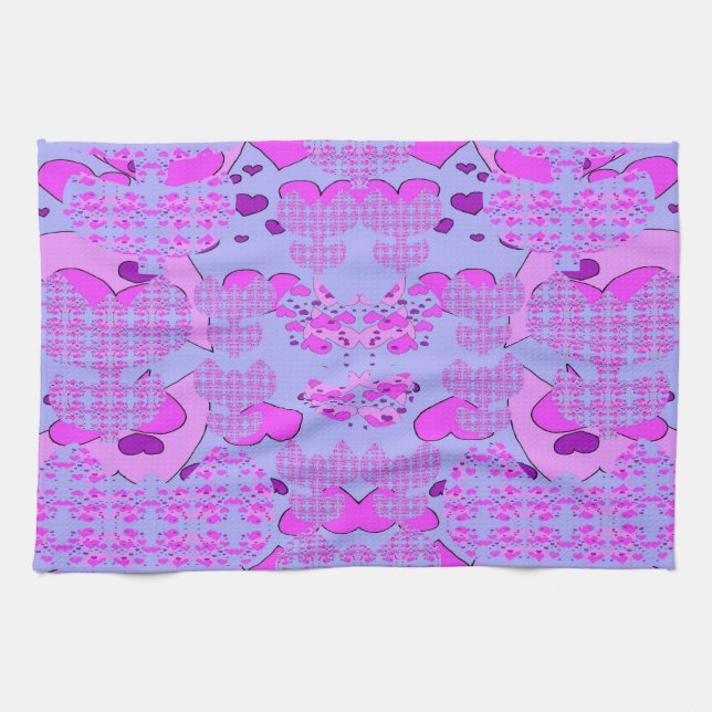 Hearts Tulips Tea Towel (Horizontal)