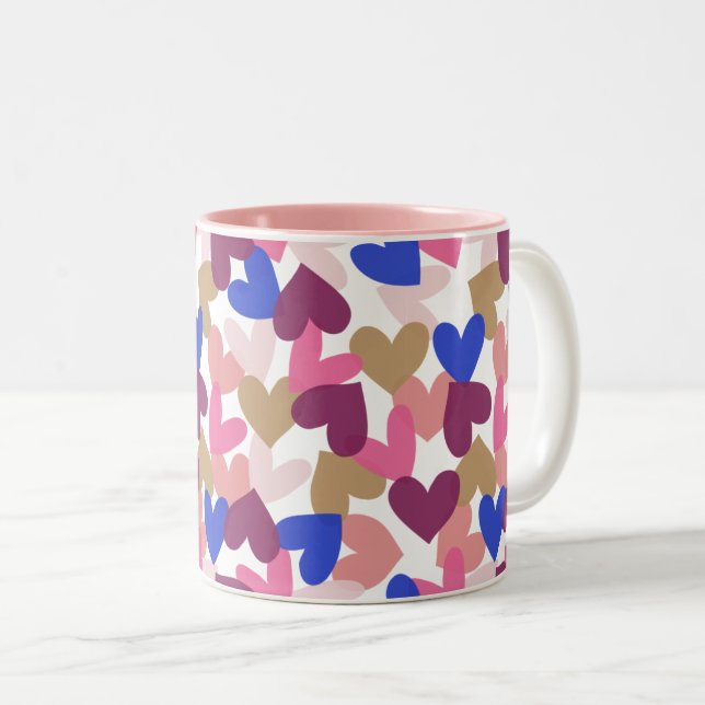Hearts Two-Tone Coffee Mug (Front Right)