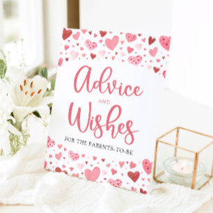 Hearts Valentine Baby Shower Advice and Wishes Pedestal Sign