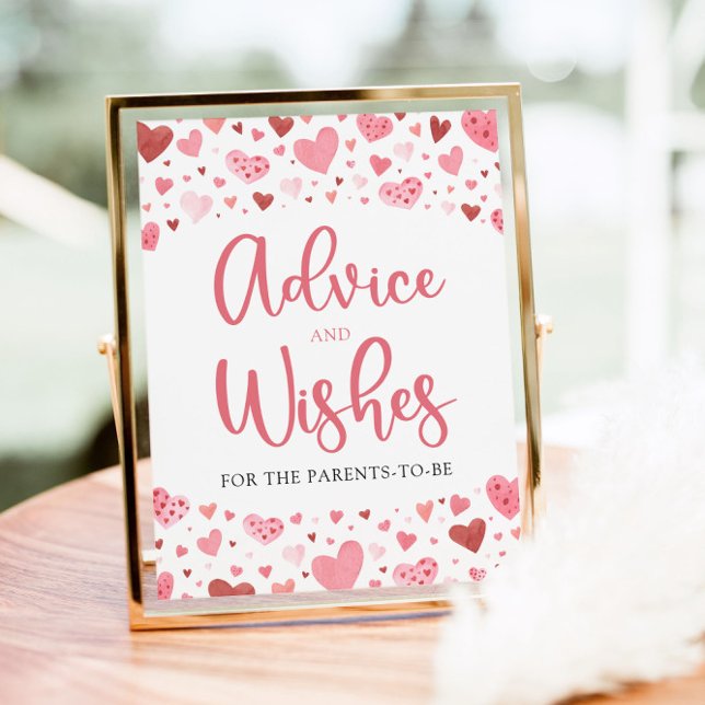 Hearts Valentine Baby Shower Advice and Wishes Poster (Creator Uploaded)