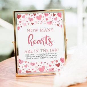 Hearts Valentine How Many Hearts Baby Shower Game  Poster