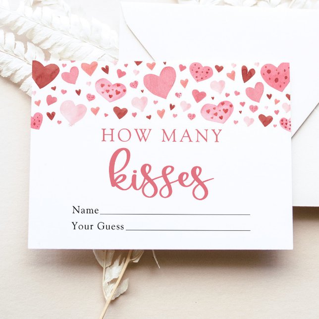 Hearts Valentine How Many Kisses Baby Shower Game Invitation (Creator Uploaded)