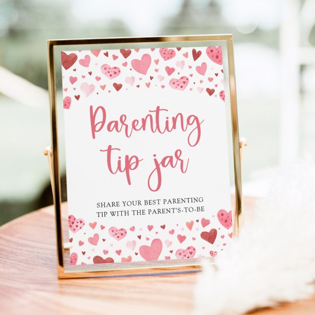Hearts Valentine Parenting Tip Jar Advice Sign  (Creator Uploaded)