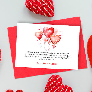 Hearts Valentine Sweetheart Baby Shower Thank You Card