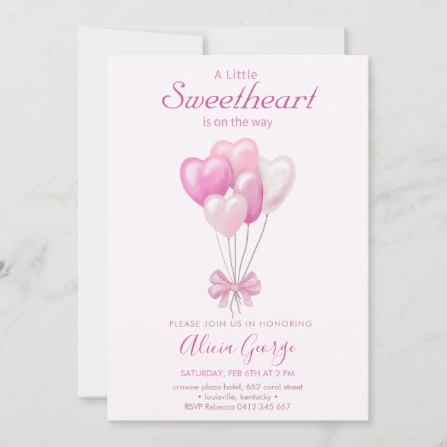 Hearts/Valentine Themed Baby Shower Invitation (Front)