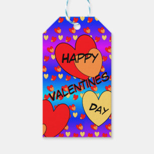 Hearts Valentines Day Cust. BG Colour Gift Tags
