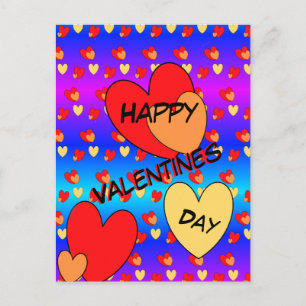 Hearts Valentines Day Cust. BG Colour Postcard