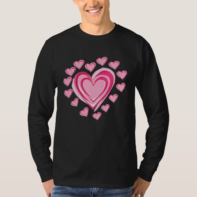Hearts Valentines Day Girls Boys Kids School T-Shirt (Front)