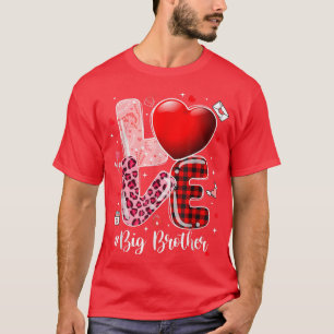Hearts Valentines Day Love Big Brother Leopard Buf T-Shirt