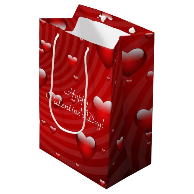 hearts Valentine's Day Medium Gift Bag (Front Angled)
