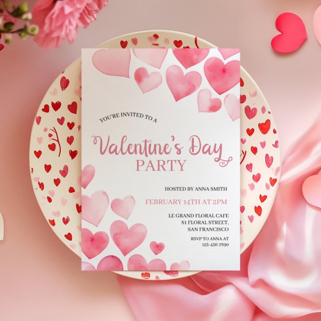 Hearts Valentine's Day Party Invitation (Creator Uploaded)