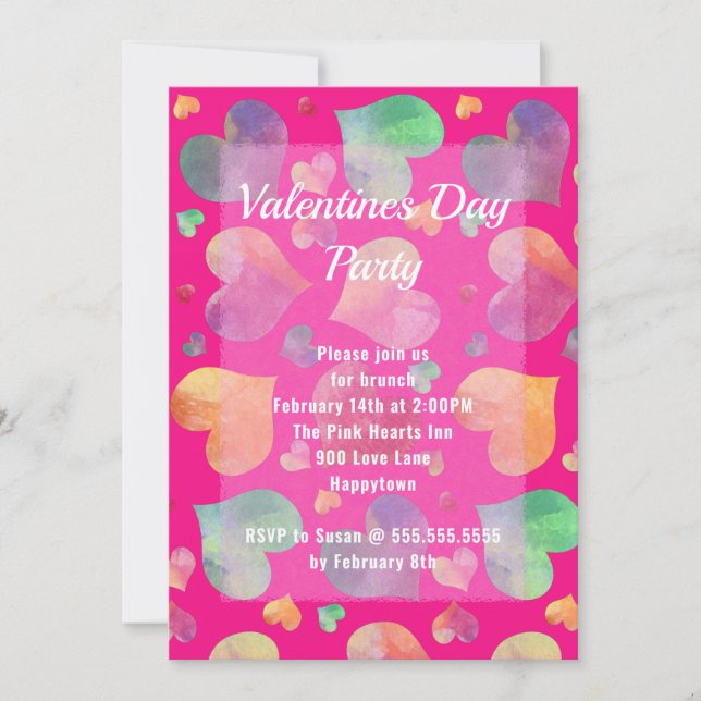 Hearts Valentines Day Party Invitation (Front)