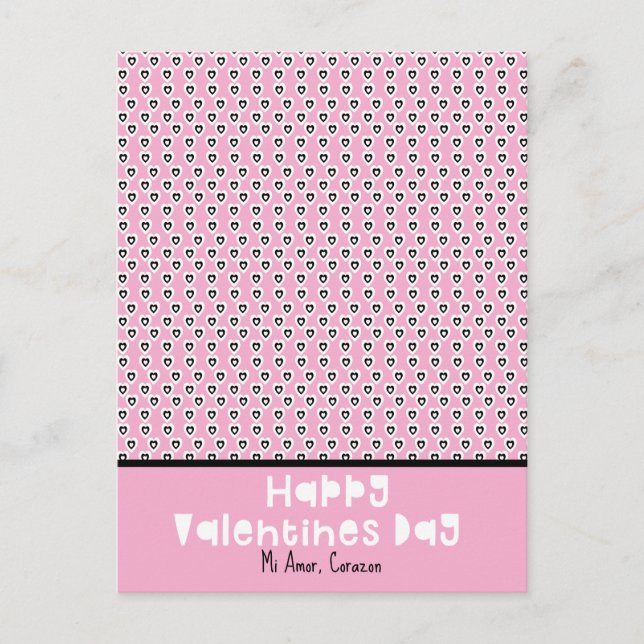 Hearts Valentines Day Pattern Custom Name Postcard (Front)