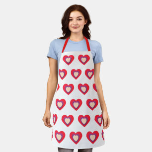 Hearts Valentines Day Red All-Over Print Apron