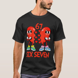 Hearts Valentines Funny Six Seven 6 7 Meme Gen Alp T-Shirt