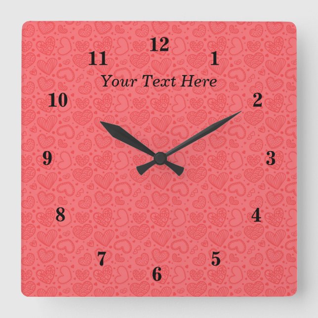 Hearts Wall Clock Love - Your Special Text / Name (Front)
