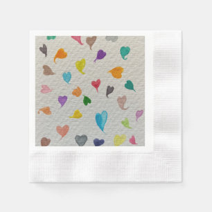 Hearts Watercolor Napkin