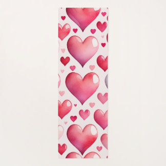 Hearts watercolor pattern yoga mat