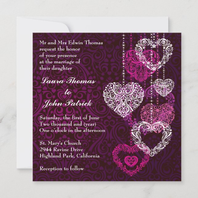 Hearts Wedding Invitation (Front)