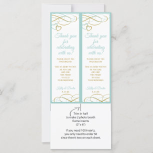 Hearts Wedding Photo Booth Frames Turquoise & Gold