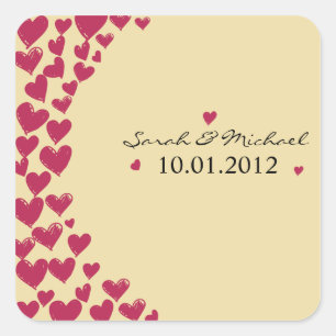 Hearts - Wedding Sticker-5 Square Sticker