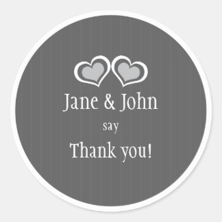 Hearts Wedding Thank You Classic Round Sticker
