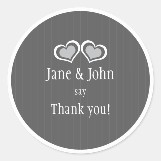 Hearts Wedding Thank You Classic Round Sticker (Front)