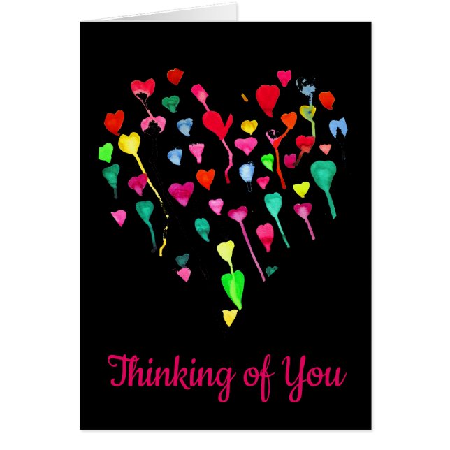 Hearts whimsical colourful rainbow heart art (Front)