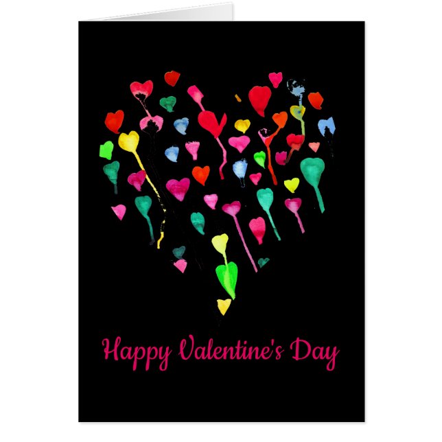 Hearts whimsical Valentine's Day rainbow heart art (Front)