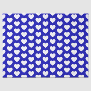 Hearts, White on Royal Blue Tissue Paper