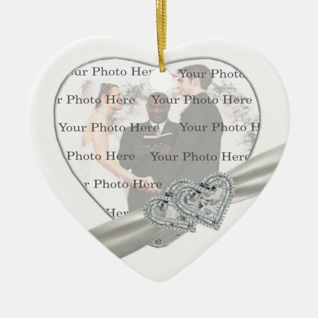 Hearts White Wedding Heart Ornament (Front)